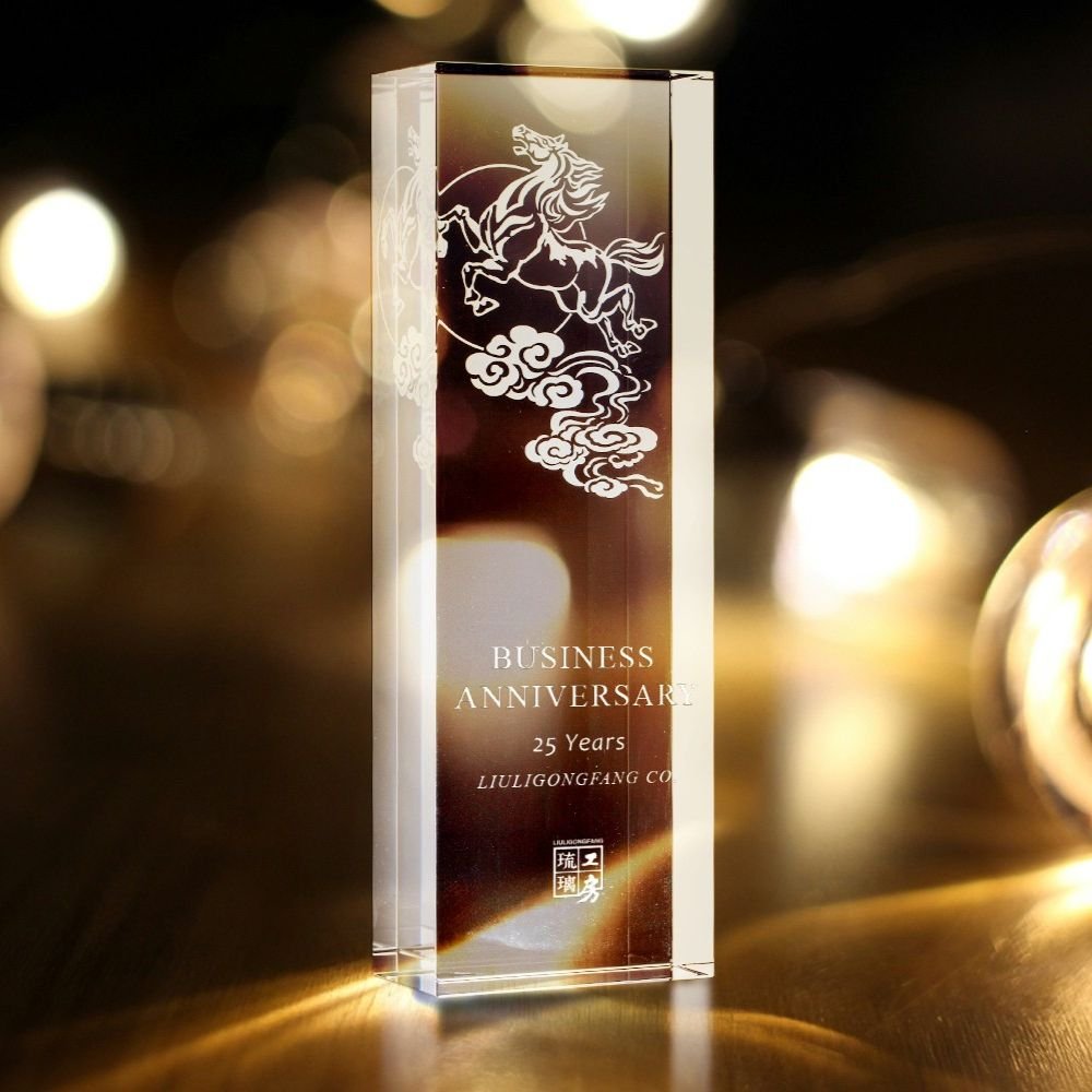 LIULI Crystal Award, Horse Trophy, Laser Engraving | Swift Victory