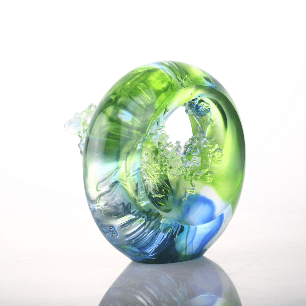 LIULI Crystal, Bamboo and Plum Blossom, Birds Sculpture, Tai Chi Series | A Match Made in Heaven