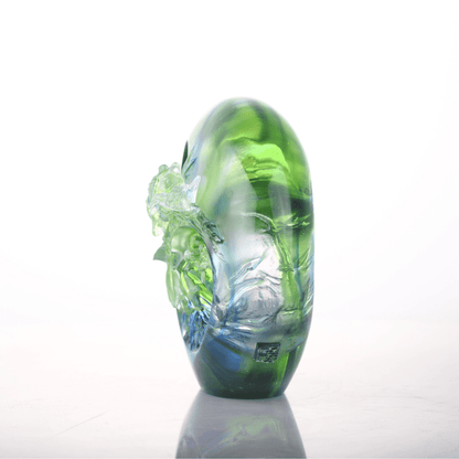 LIULI Crystal, Bamboo and Plum Blossom, Birds Sculpture, Tai Chi Series | A Match Made in Heaven