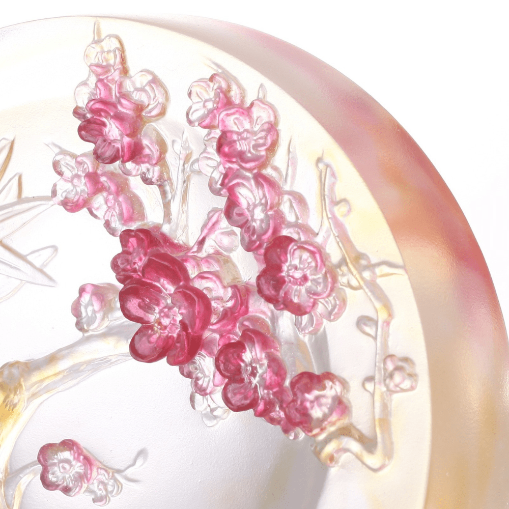 LIULI Crystal, Bamboo and Plum Blossom Sculpture, Tai Chi Series LIULI Crystal, Bamboo and Plum Blossom Sculpture, Tai Chi Series