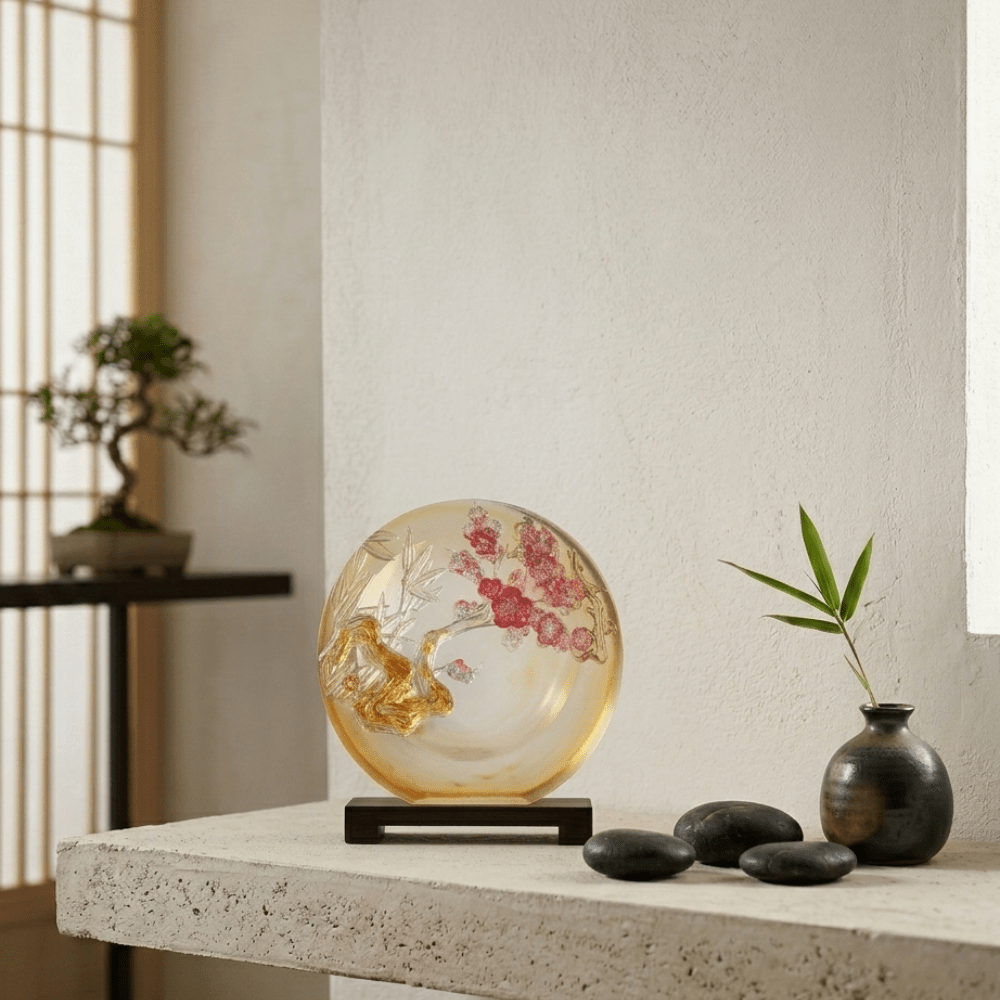 LIULI Crystal, Bamboo and Plum Blossom Sculpture, Tai Chi Series | The Rite of Spring