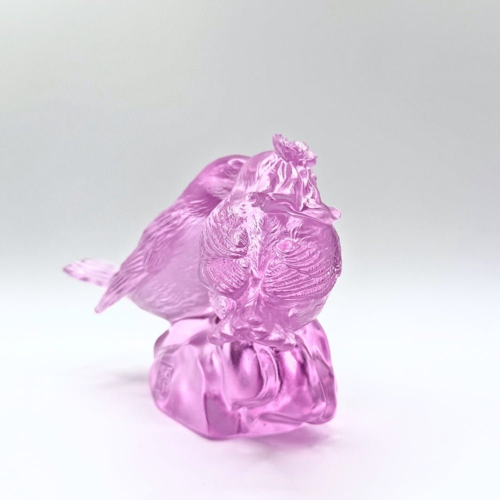 LIULI Crystal, Bird Sculpture | Our Happiness (Purple/Red clear)