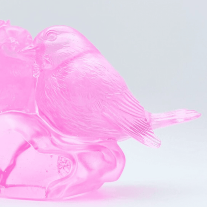 LIULI Crystal, Bird Sculpture | Our Happiness (Purple/Red clear)