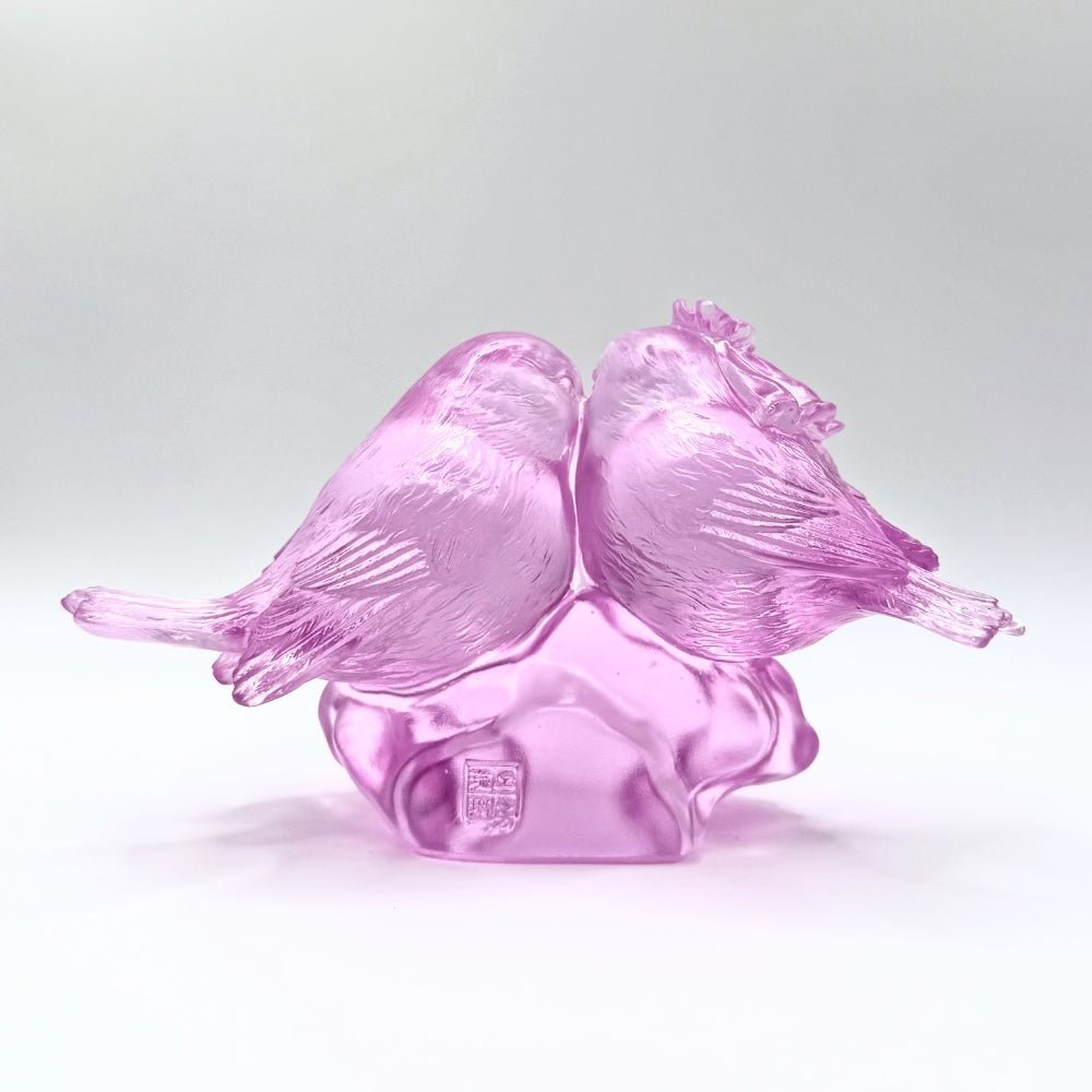 LIULI Crystal, Bird Sculpture | Our Happiness (Purple/Red clear)