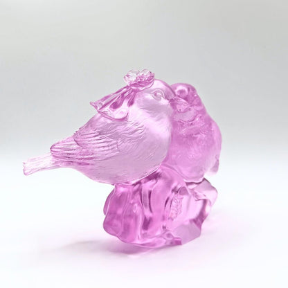 LIULI Crystal, Bird Sculpture | Our Happiness (Purple/Red clear)