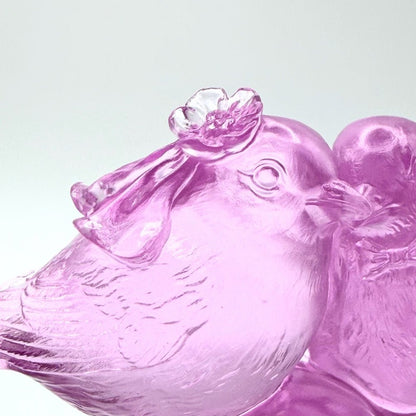 LIULI Crystal, Bird Sculpture | Our Happiness (Purple/Red clear)