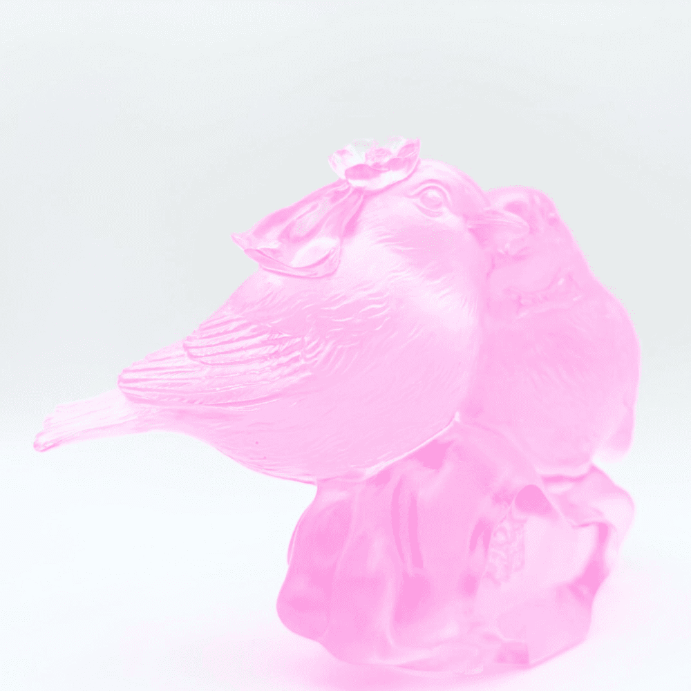 LIULI Crystal, Bird Sculpture | Our Happiness (Purple/Red clear)