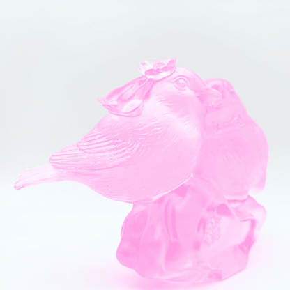 LIULI Crystal, Bird Sculpture | Our Happiness (Purple/Red clear)
