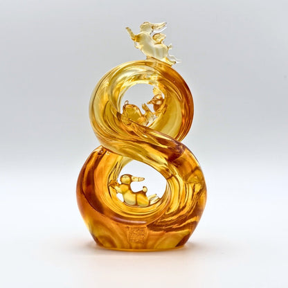 LIULI Crystal, Bunny and Rabbit, Lucky No. 8 | Ascending Road of Splendor