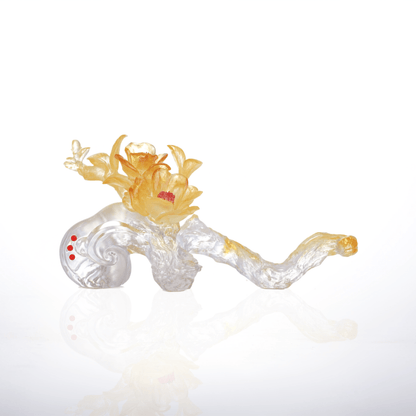 LIULI Crystal, Camelia and Cloud, Ruyi Sculpture | In Full Bloom