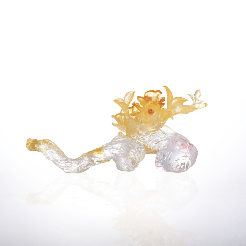 LIULI Crystal, Camelia and Cloud, Ruyi Sculpture | In Full Bloom