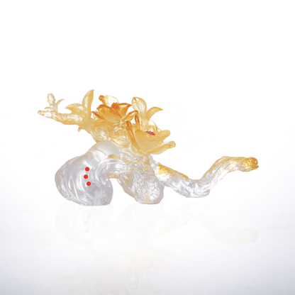LIULI Crystal, Camelia and Cloud, Ruyi Sculpture | In Full Bloom