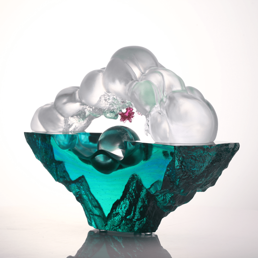 LIULI Crystal, Cloud, Flower and Mountain Sculpture, Landscape | Harmony Amongst all Things
