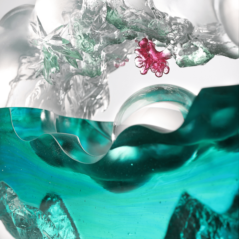 LIULI Crystal, Cloud, Flower and Mountain Sculpture, Landscape | Harmony Amongst all Things