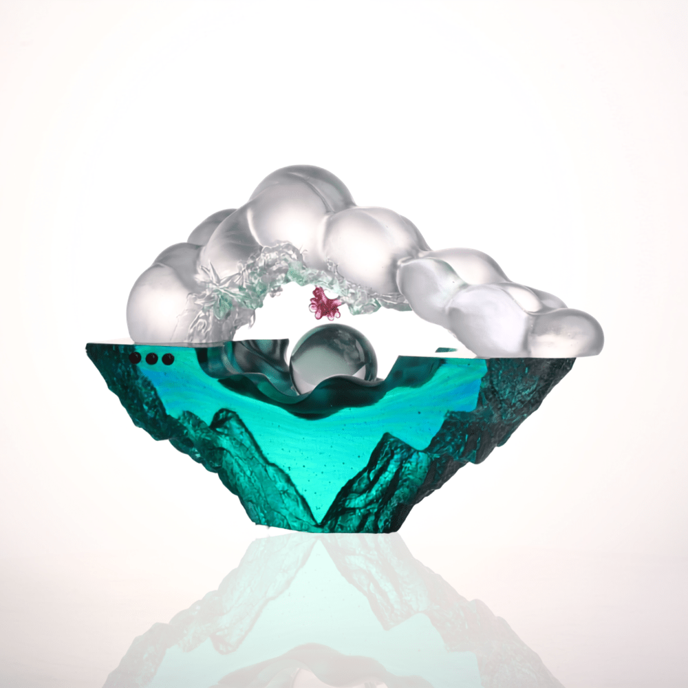 LIULI Crystal, Cloud, Flower and Mountain Sculpture, Landscape | Harmony Amongst all Things