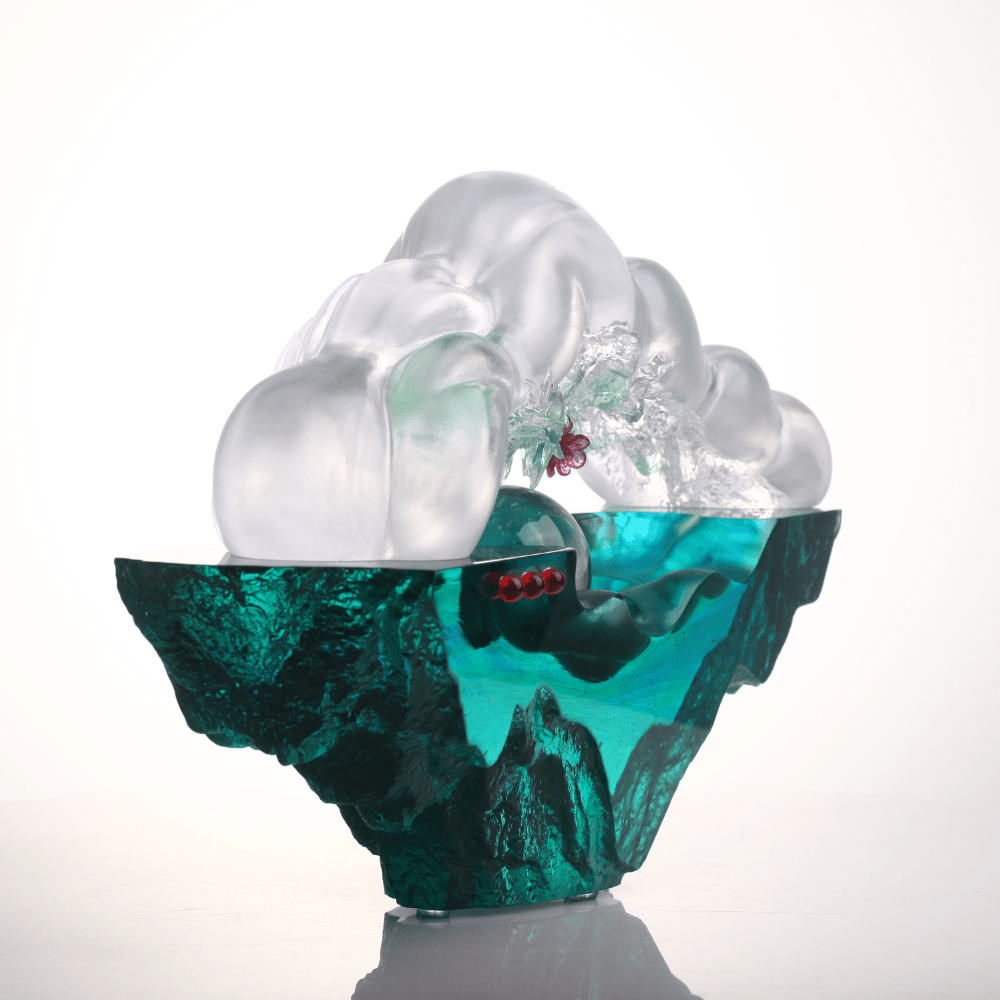 LIULI Crystal, Cloud, Flower and Mountain Sculpture, Landscape | Harmony Amongst all Things