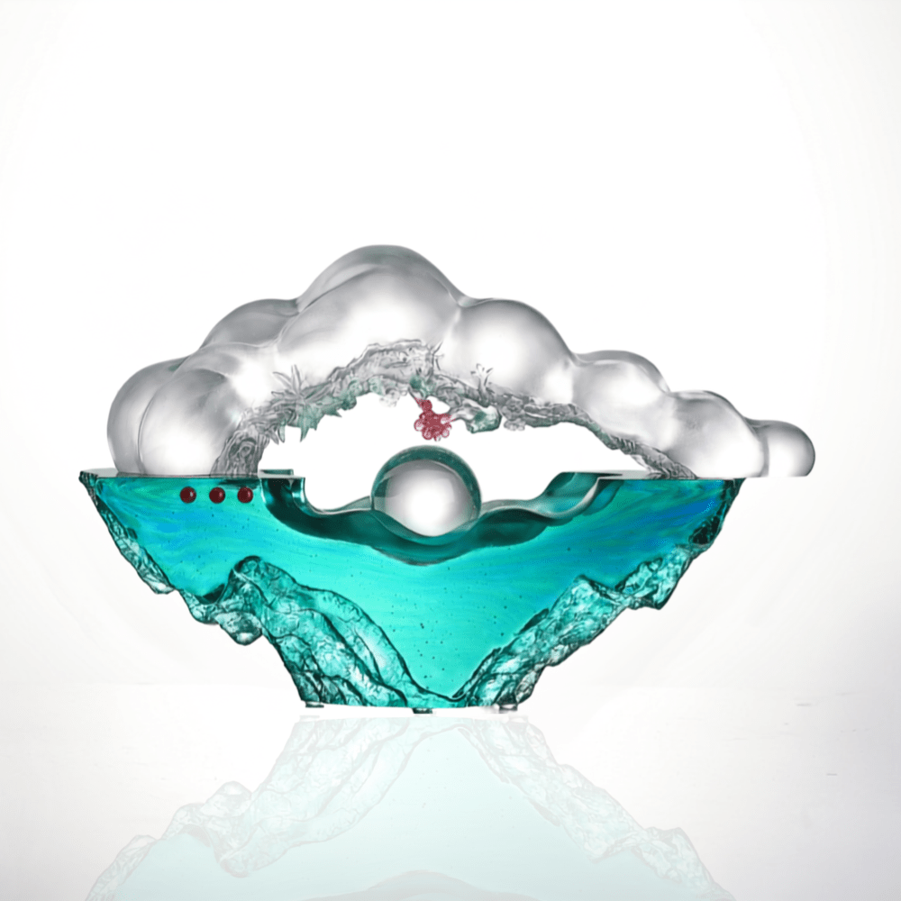 LIULI Crystal, Cloud, Flower and Mountain Sculpture, Landscape | Harmony Amongst all Things