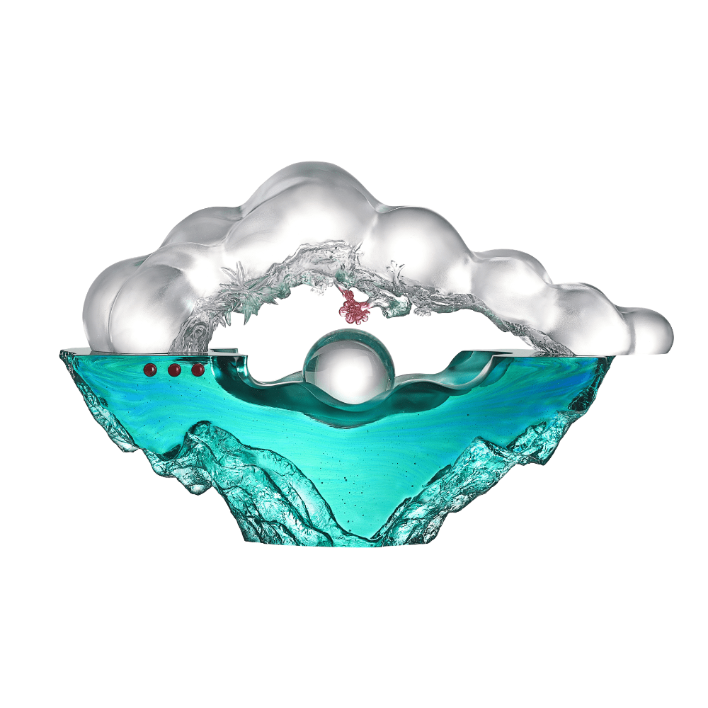 LIULI Crystal, Cloud, Flower and Mountain Sculpture, Landscape | Harmony Amongst all Things