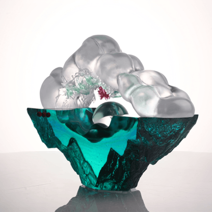 LIULI Crystal, Cloud, Flower and Mountain Sculpture, Landscape | Harmony Amongst all Things