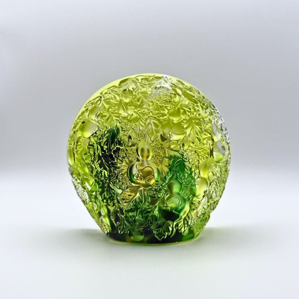 LIULI Crystal, Feng Shui, Gourd Hulu Sculpture | A Resplendent Union (24K Gilded)