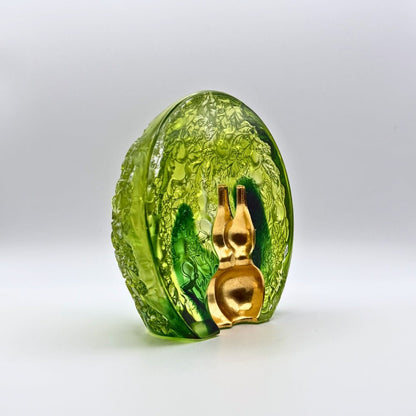 LIULI Crystal, Feng Shui, Gourd Hulu Sculpture | A Resplendent Union (24K Gilded)