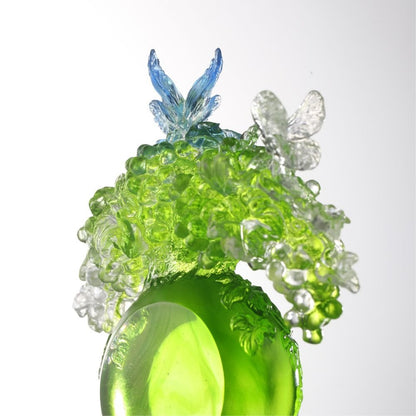 LIULI Crystal, Grape and Butterfly Sculpture, All is Beautiful