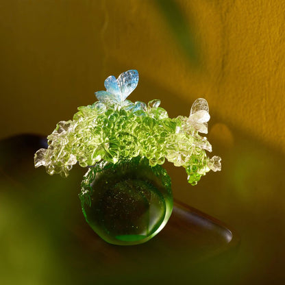 LIULI Crystal, Grape and Butterfly Sculpture, All is Beautiful
