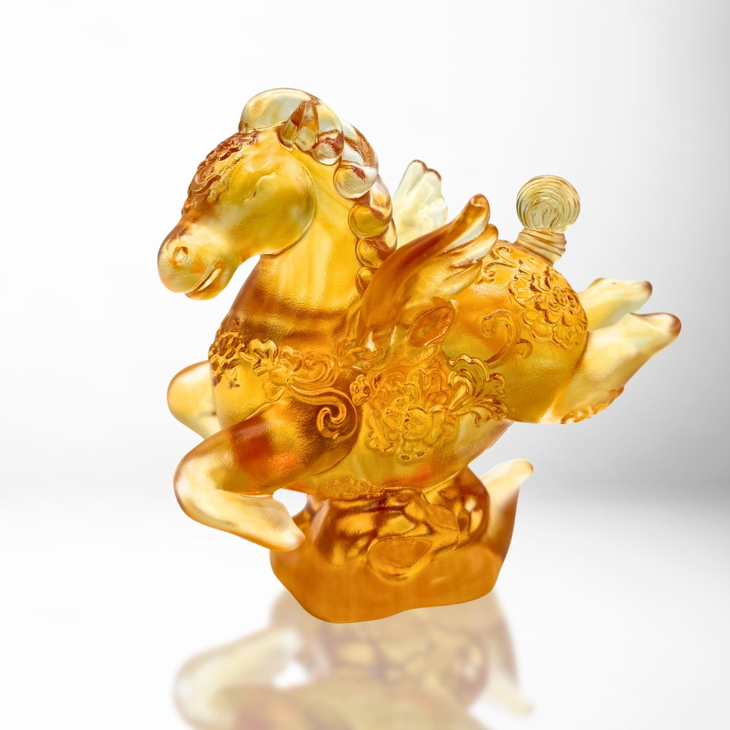 LIULI Crystal, Horse Figurine | Little Young Pegasus (Amber clear)