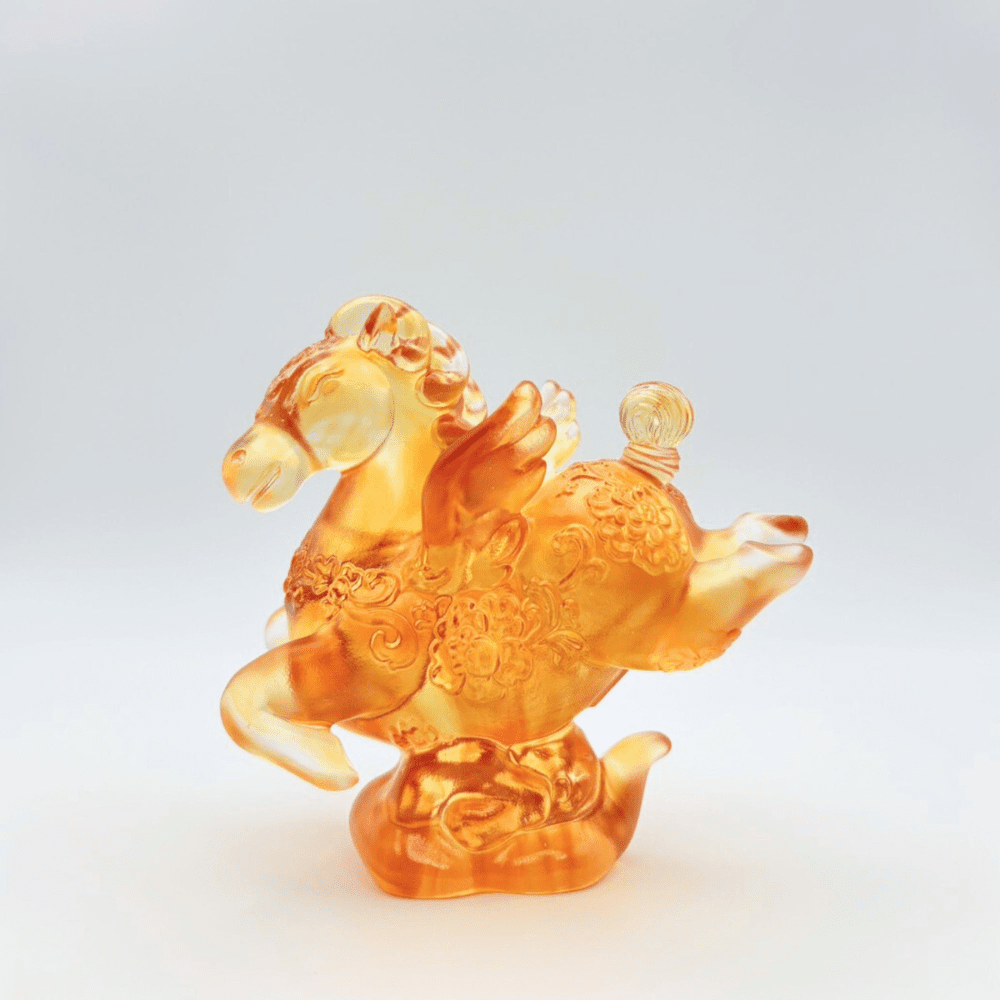LIULI Crystal, Horse Figurine | Little Young Pegasus (Amber clear)