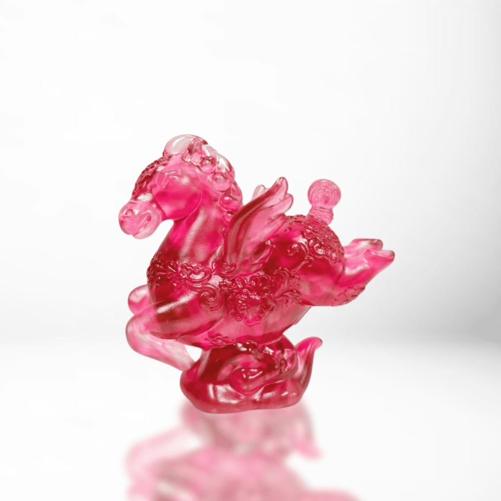 LIULI Crystal, Horse Figurine | Little Young Pegasus (Gold Red)