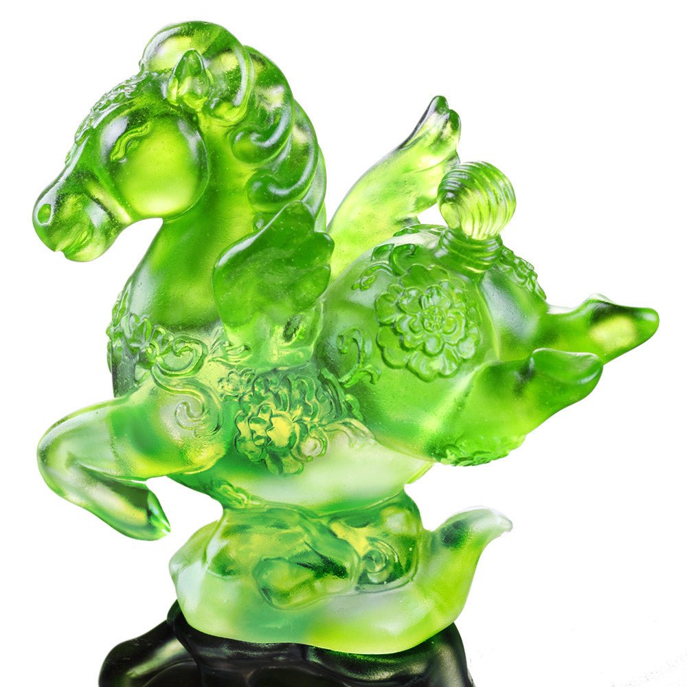 LIULI Crystal, Horse Figurine | Little Young Pegasus (Green Clear)