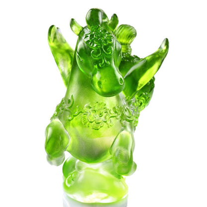 LIULI Crystal, Horse Figurine | Little Young Pegasus (Green Clear)