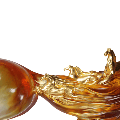 LIULI Crystal, Horse Sculpture | Excelsior (Amer/ Gold plated)
