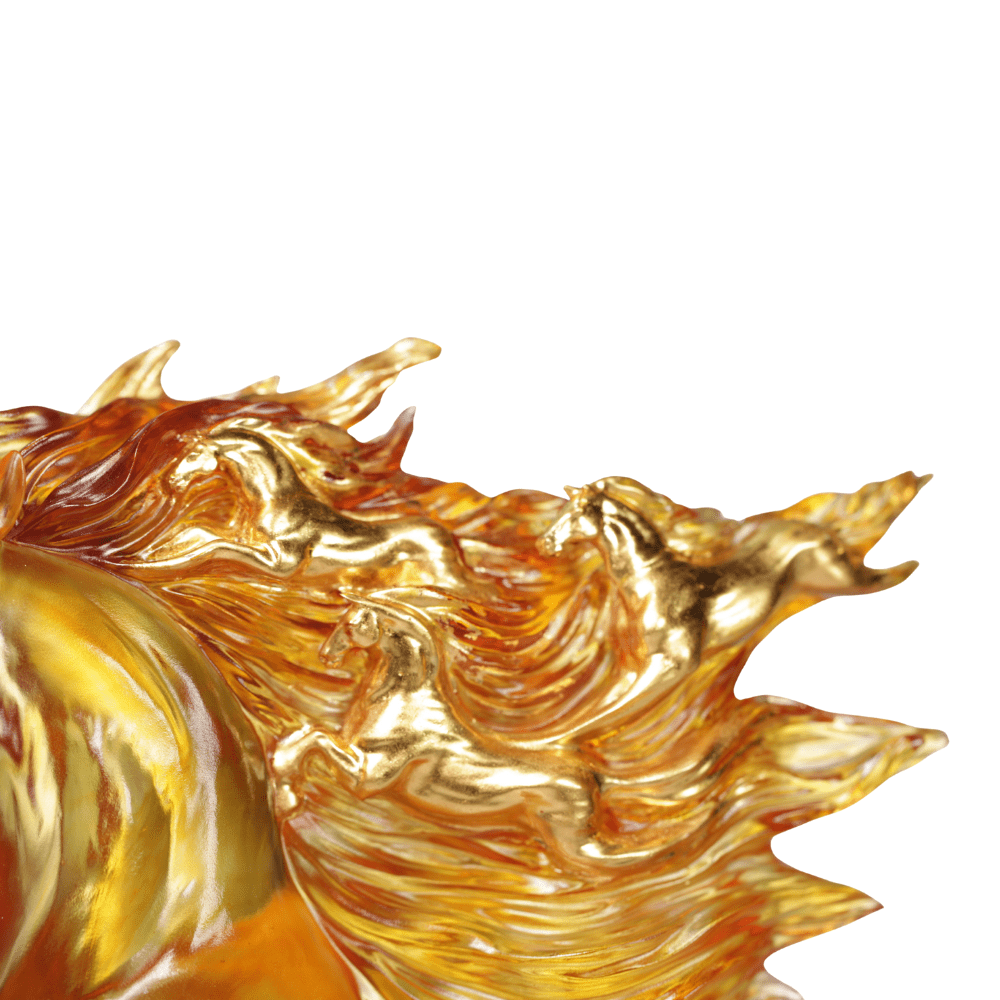 LIULI Crystal, Horse Sculpture | Excelsior (Amer/ Gold plated)