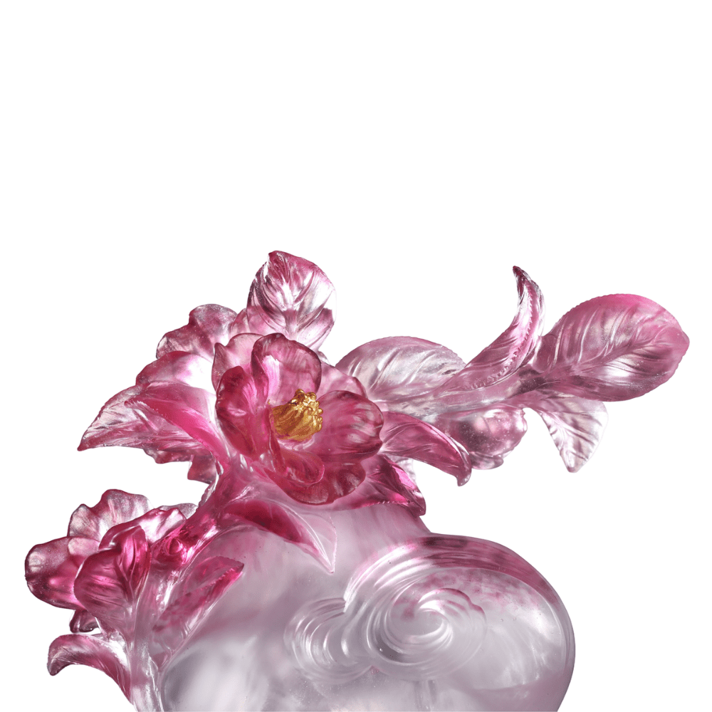 LIULI Crystal, Mother's Day, Camellia Sculpture | Blooming in Dignified Grace