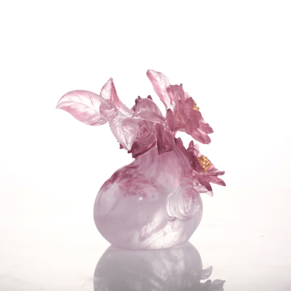 LIULI Crystal, Mother's Day, Camellia Sculpture | Blooming in Dignified Grace