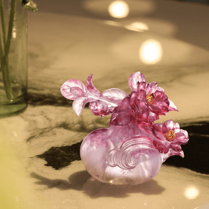 LIULI Crystal, Mother's Day, Camellia Sculpture | Blooming in Dignified Grace