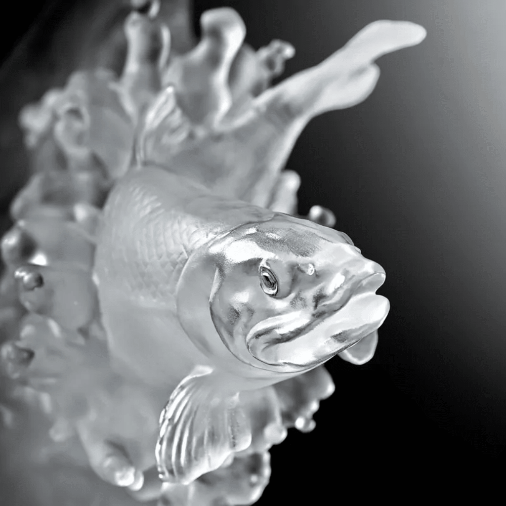 LIULI Crystal, Ocean Wave, Fish Sculpture | Rising From the Glacier