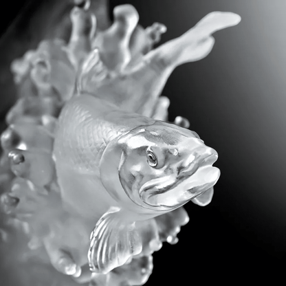 LIULI Crystal, Ocean Wave, Fish Sculpture | Rising From the Glacier
