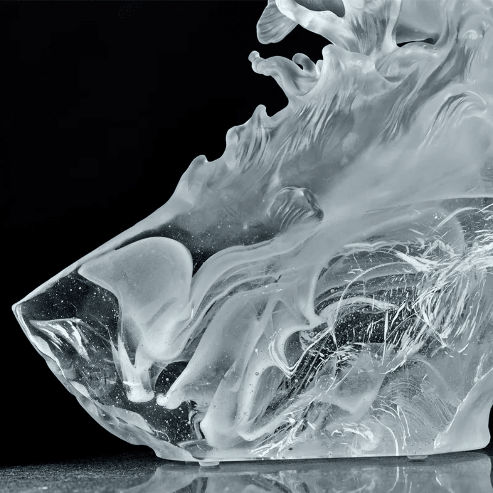 LIULI Crystal, Ocean Wave, Fish Sculpture | Rising From the Glacier