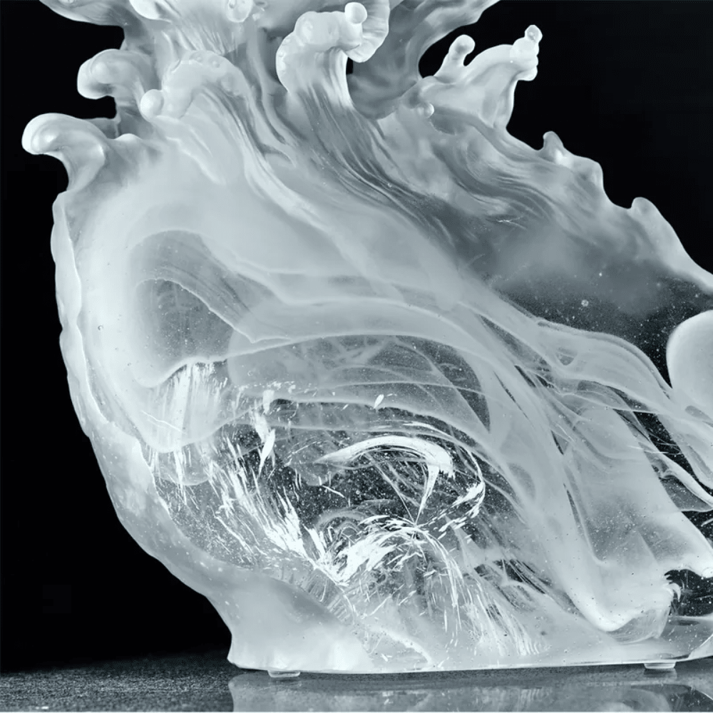 LIULI Crystal, Ocean Wave, Fish Sculpture | Rising From the Glacier
