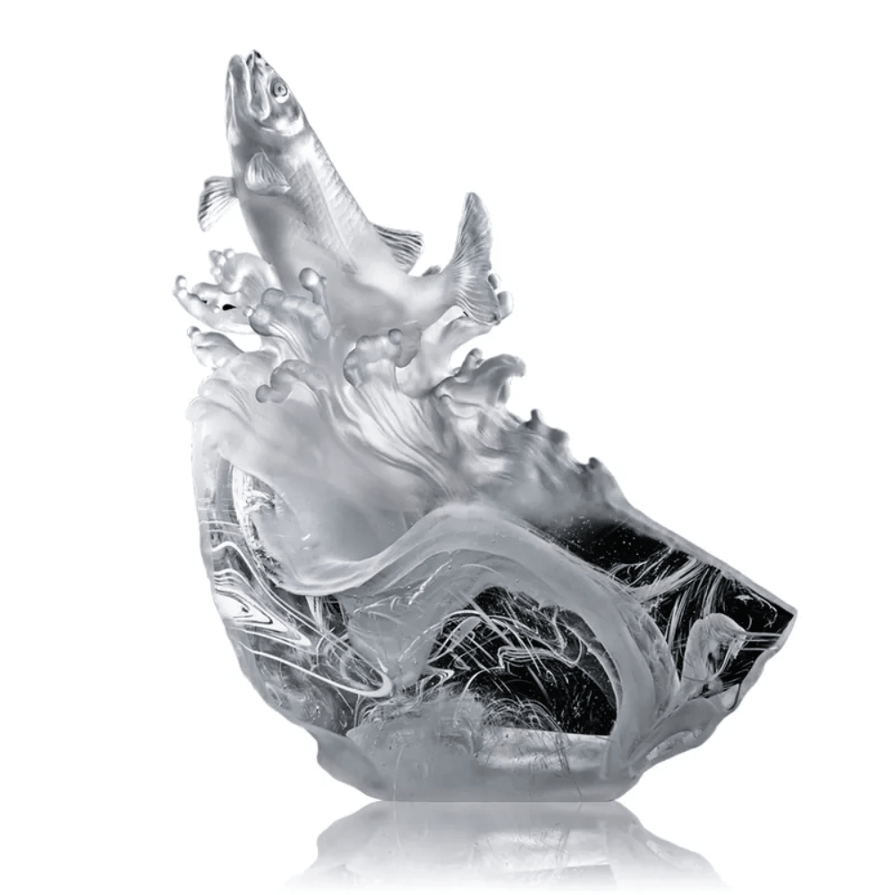 LIULI Crystal, Ocean Wave, Fish Sculpture | Rising From the Glacier