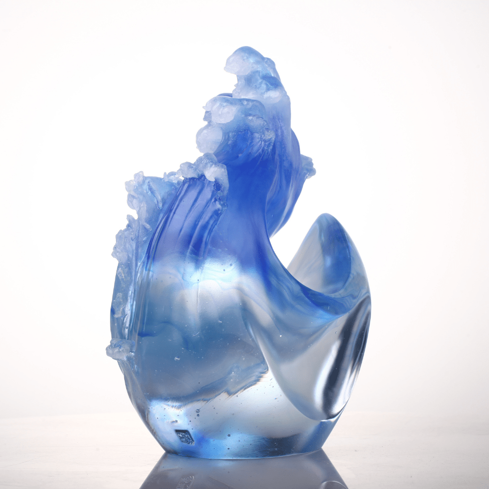 LIULI Crystal, Ocean Wave Sculpture, Tai Chi Series | Burst Forth