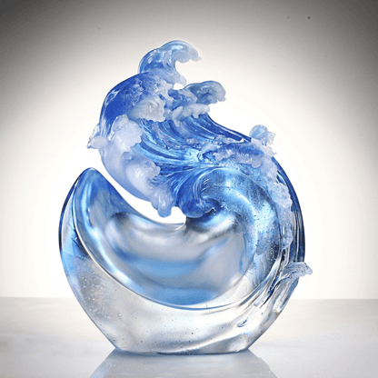 LIULI Crystal, Ocean Wave Sculpture, Tai Chi Series | Burst Forth