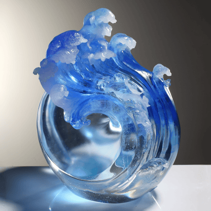 LIULI Crystal, Ocean Wave Sculpture, Tai Chi Series | Burst Forth