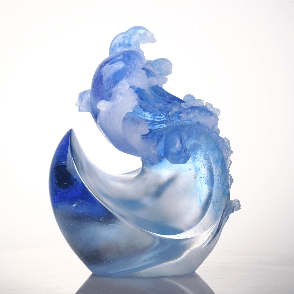 LIULI Crystal, Ocean Wave Sculpture, Tai Chi Series | Burst Forth
