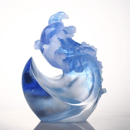 LIULI Crystal, Ocean Wave Sculpture, Tai Chi Series | Burst Forth