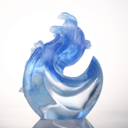 LIULI Crystal, Ocean Wave Sculpture, Tai Chi Series | Burst Forth