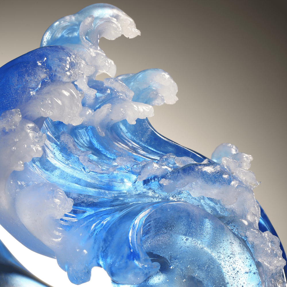 LIULI Crystal, Ocean Wave Sculpture, Tai Chi Series | Burst Forth