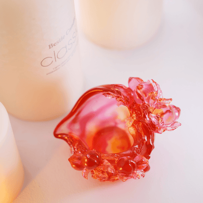 LIULI Crystal, Peach Sculpture, Blessings in the Spring Breeze